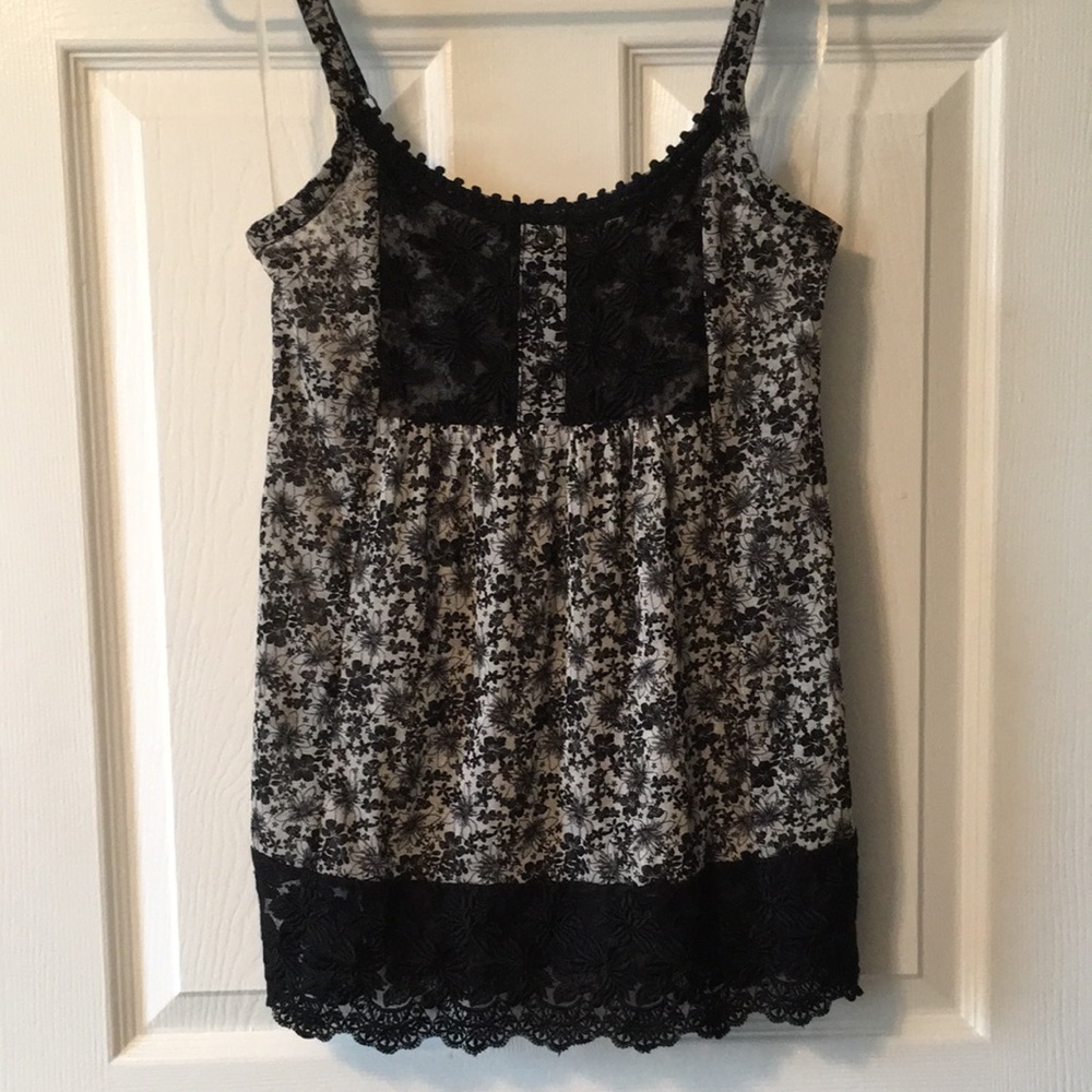 INC lacey floral print blouse